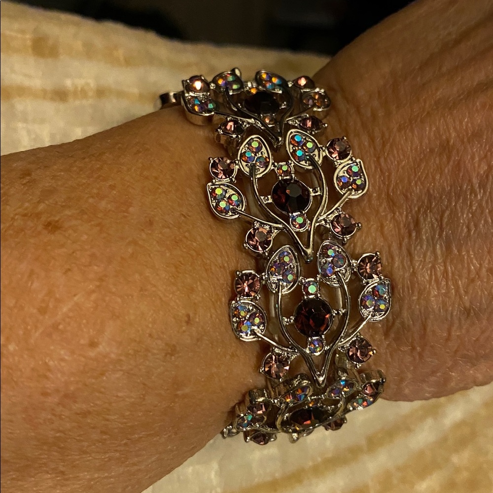 Elegant Gold Brown multi color Crystal bracelet